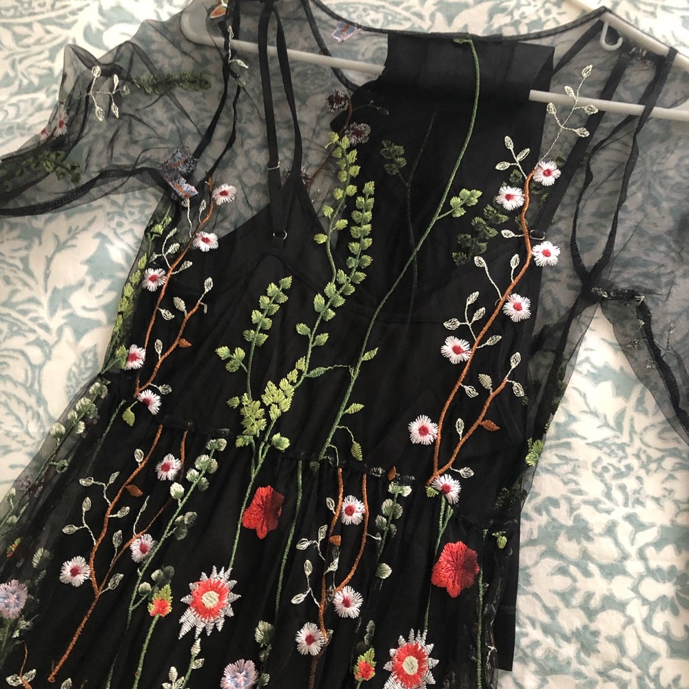 Statement floral embroidered dress